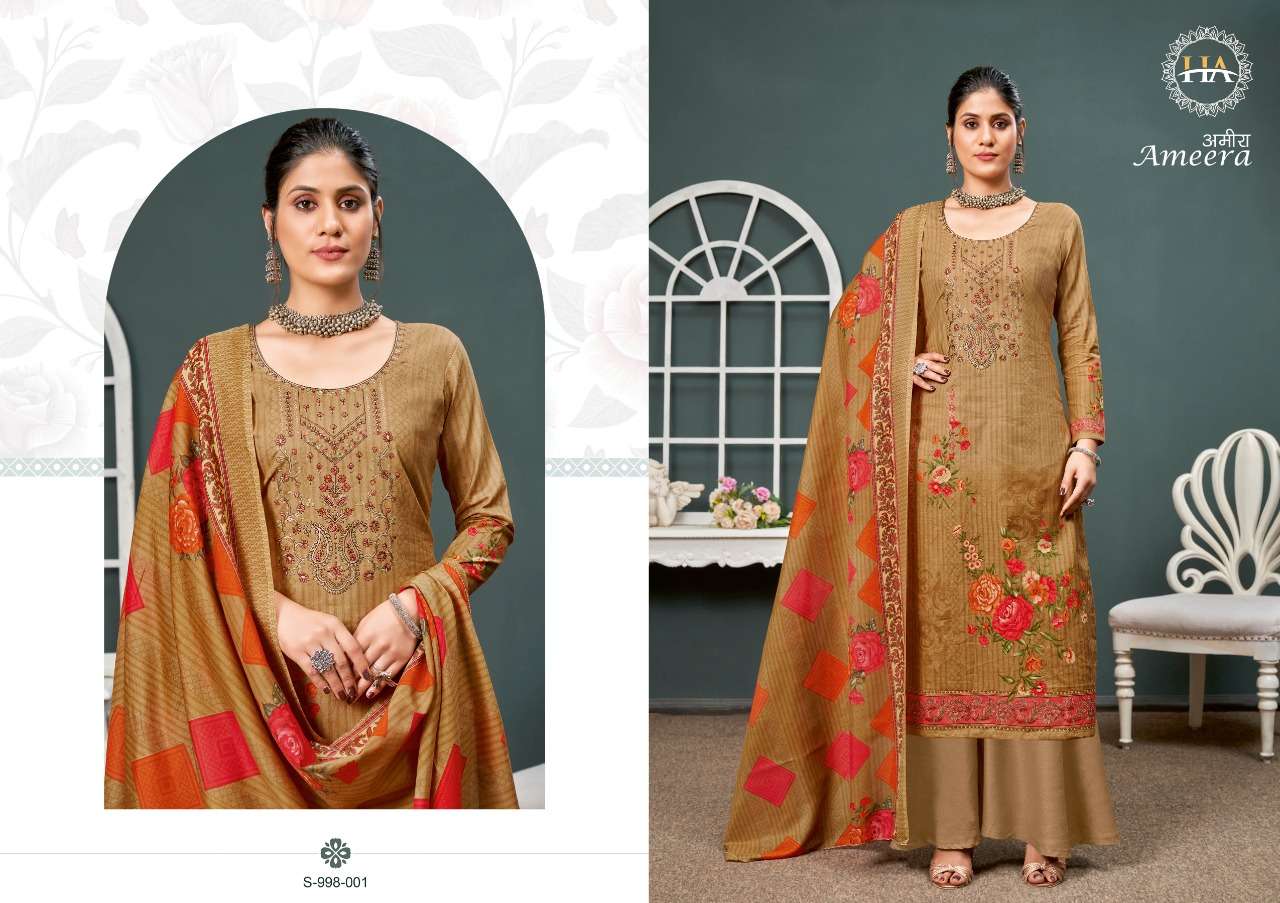 Ameera By Harshit Fashion Hub S-998-001 To S-998-008 Series Beautiful Suits Colorful Stylish Fancy Casual Wear & Ethnic Wear Heavy Cotton Print Dresses At Wholesale Price